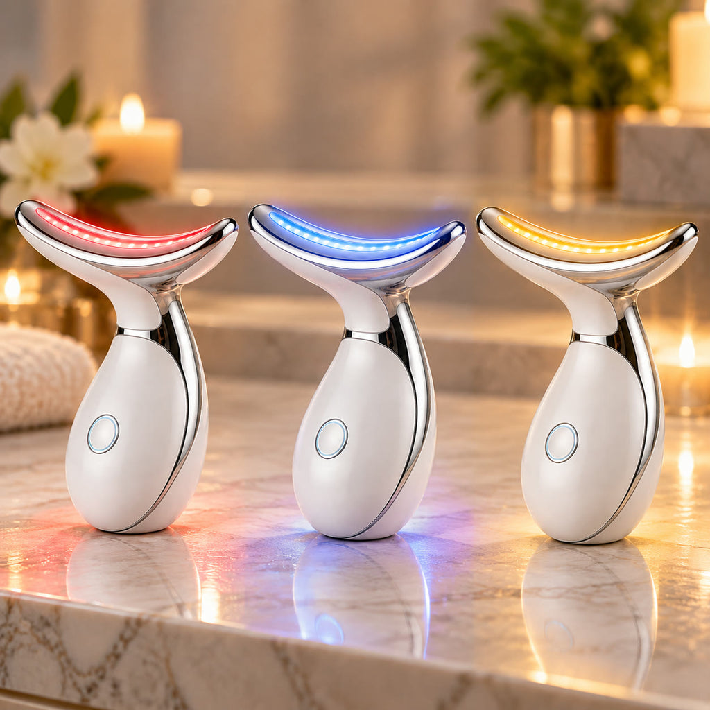 Neck & Jawline LED Therapy Device — 3 Light Modes, Rechargeable