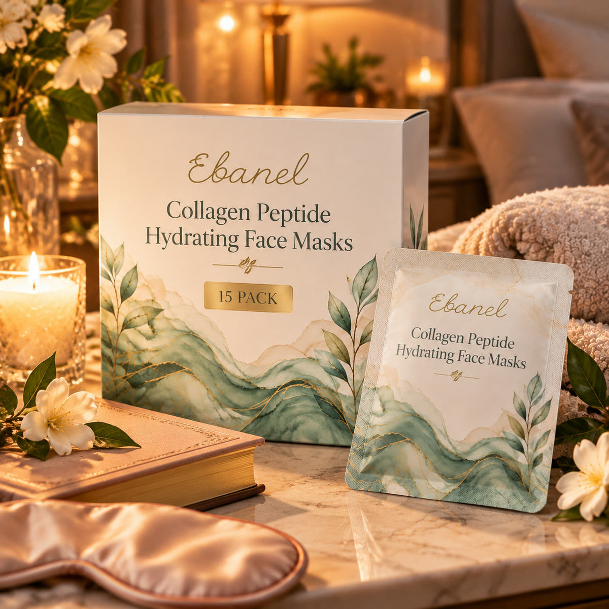 Collagen Peptide Hydrating Sheet Masks — 15-Pack Evening Ritual