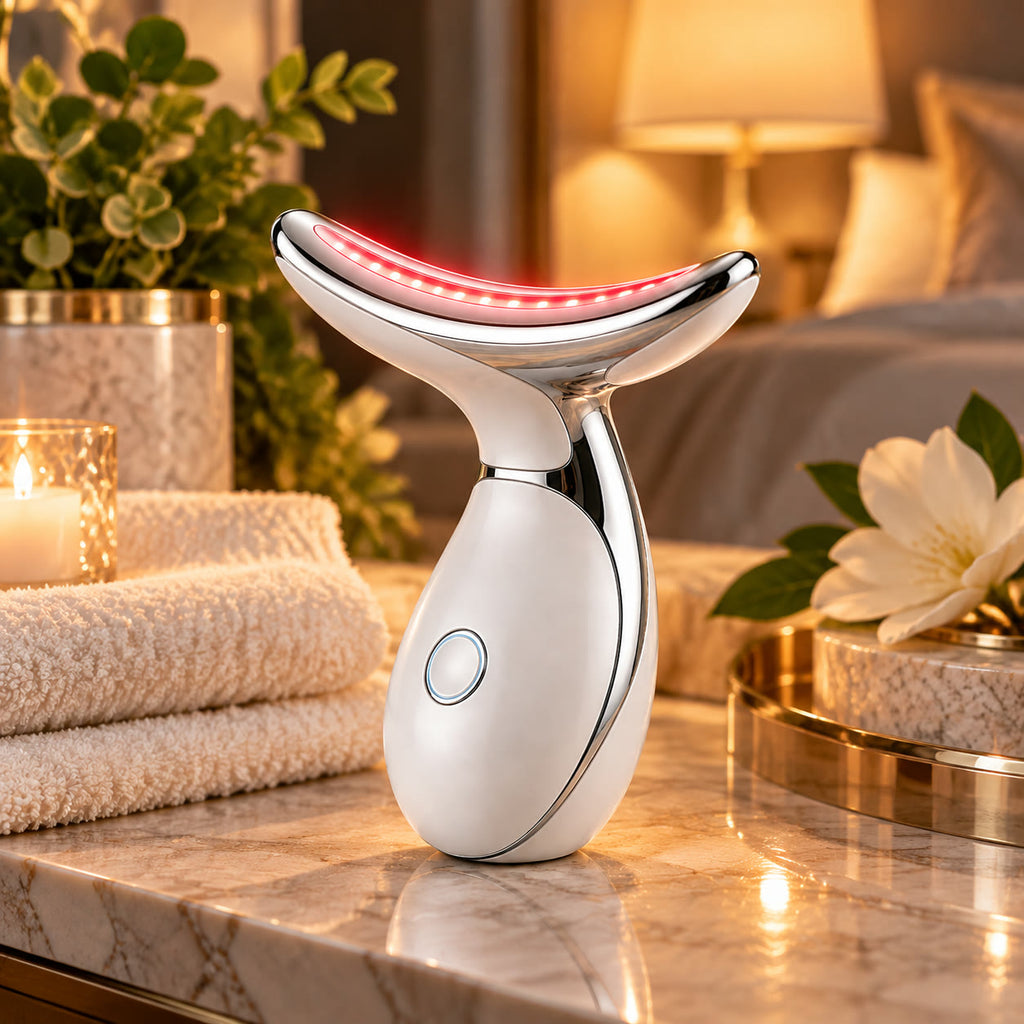 Neck & Jawline LED Therapy Device — 3 Light Modes, Rechargeable