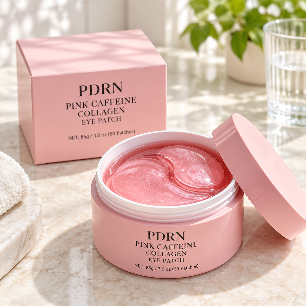 PDRN Pink Caffeine Collagen Eye Patches — 60 Patches (30 Pairs) — hero
