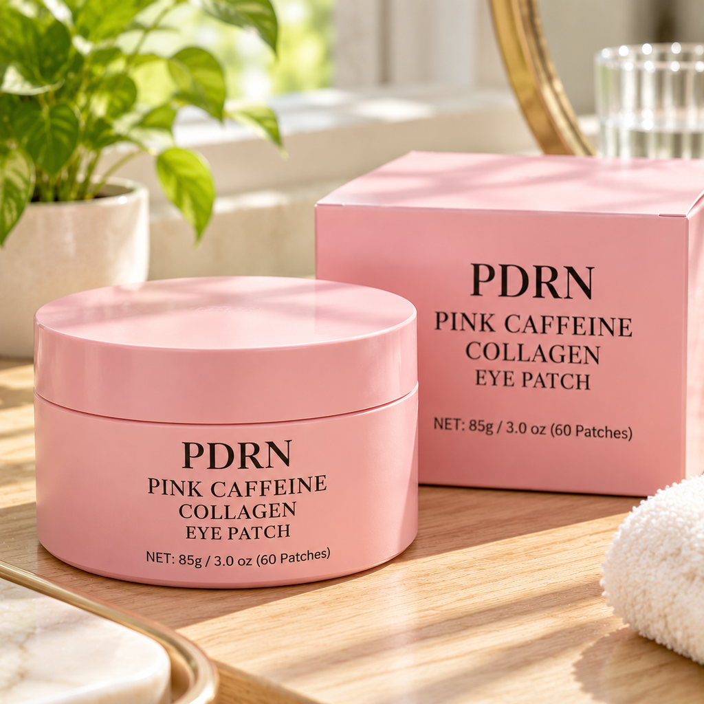 PDRN Pink Caffeine Collagen Eye Patches — 60 Patches (30 Pairs) — wording