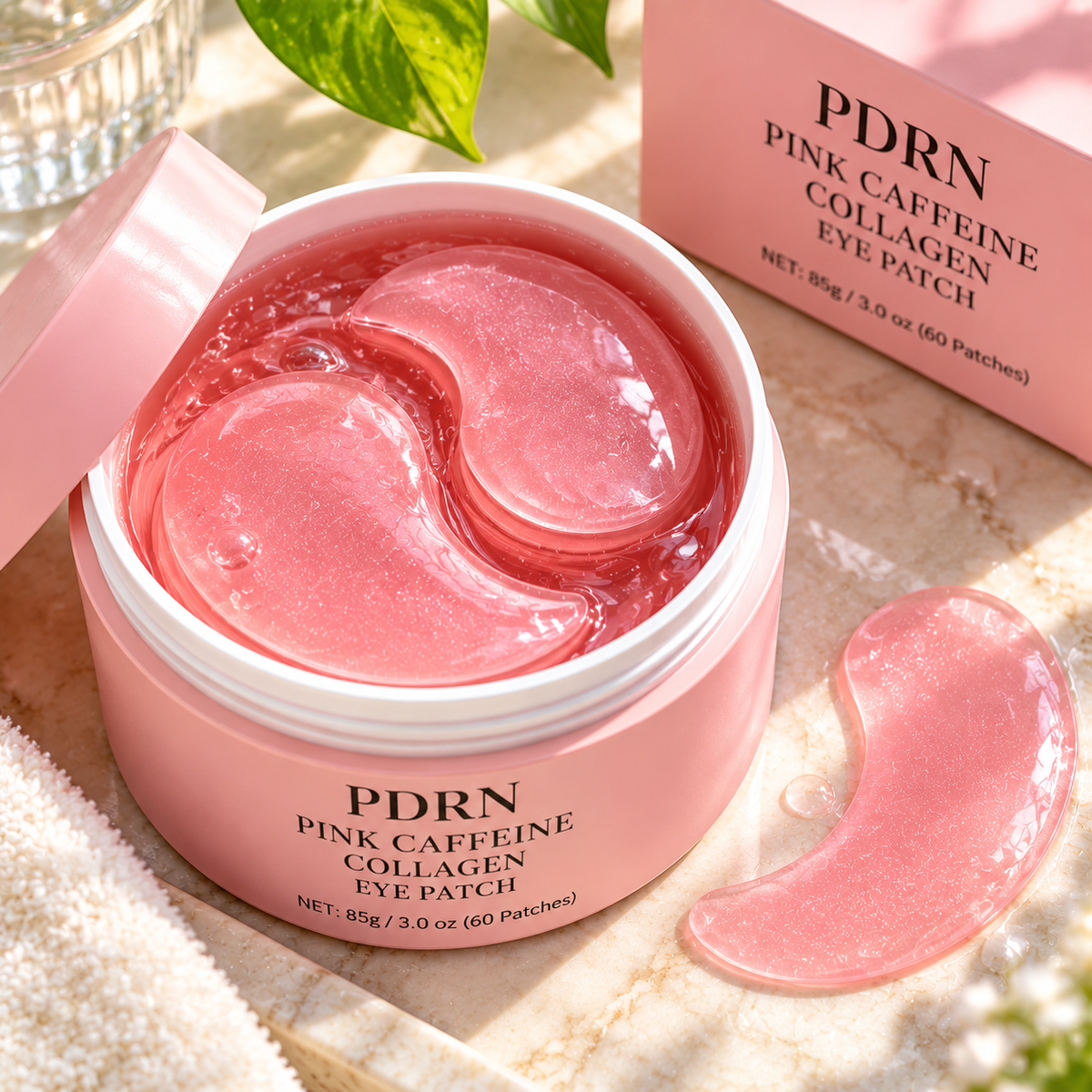 PDRN Pink Caffeine Collagen Eye Patches — 60 Patches (30 Pairs) — essence