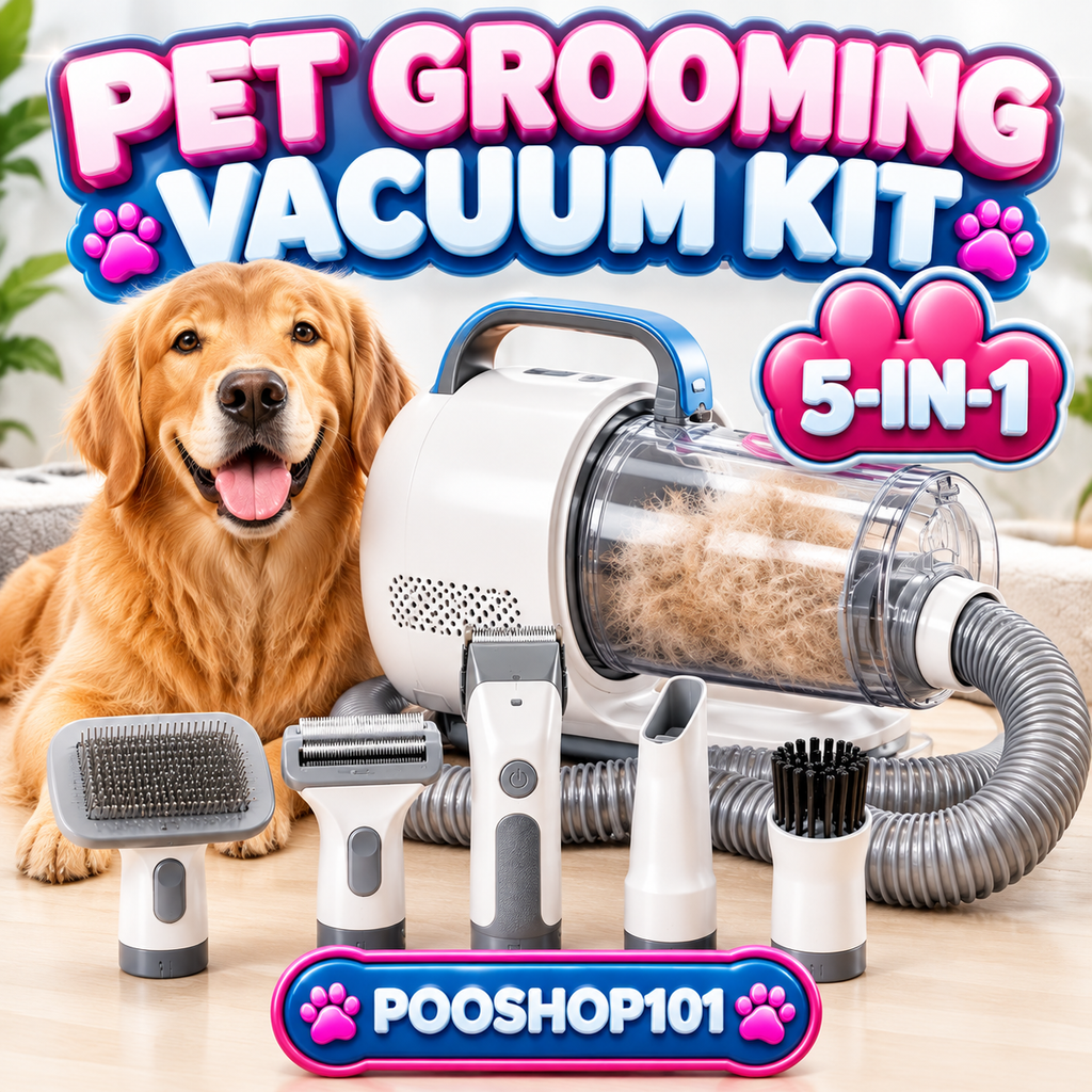 Pet Grooming Vacuum Kit — 5-in-1 Grooming Vacuum with 2.5L Washable Dust Cup, 3 Suction Modes & Cordless Clippers