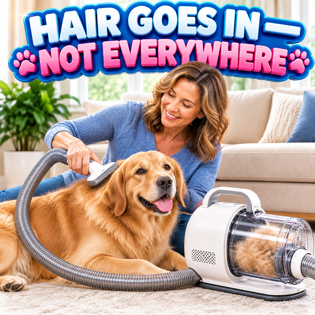 Pet Grooming Vacuum Kit — 5-in-1 Grooming Vacuum with 2.5L Washable Dust Cup, 3 Suction Modes & Cordless Clippers