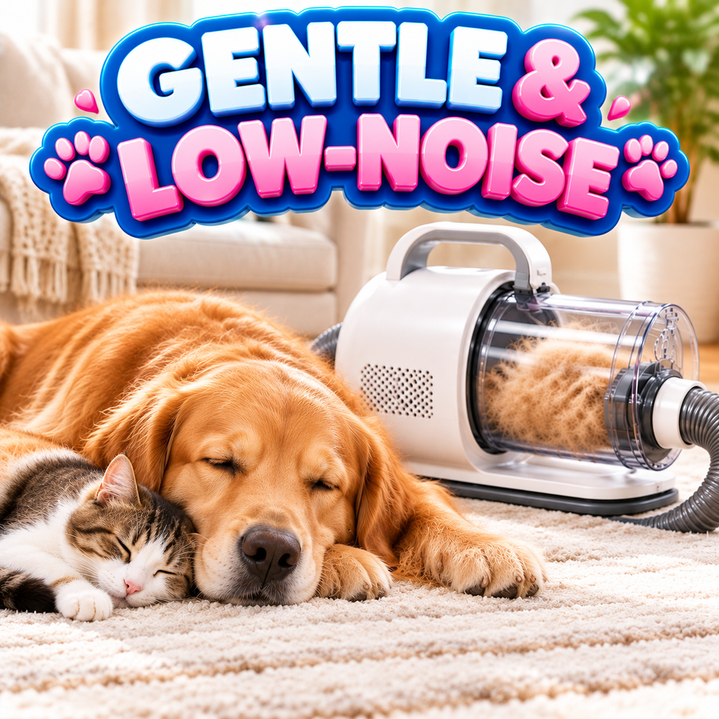Pet Grooming Vacuum Kit — 5-in-1 Grooming Vacuum with 2.5L Washable Dust Cup, 3 Suction Modes & Cordless Clippers