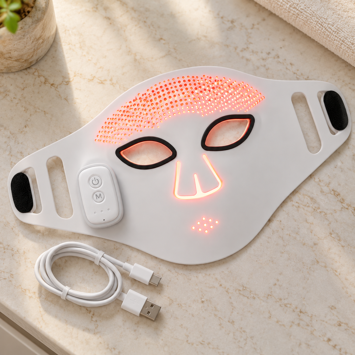 Tavella Silicone LED Light Therapy Mask — Quad-Wavelength, Wireless